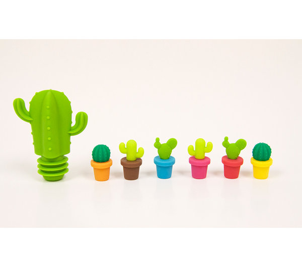 Final Touch Mixology Cactus Glass Markers and Bottle Stopper Set Wayfair.co.uk